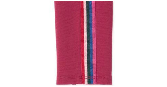 Girls Rainbow Side Stripe Zip Ponte Knit Pull On Jeggings - Raspberry