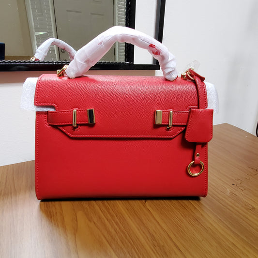 Daisy Classic Suffiano Satchel Handbag - Red