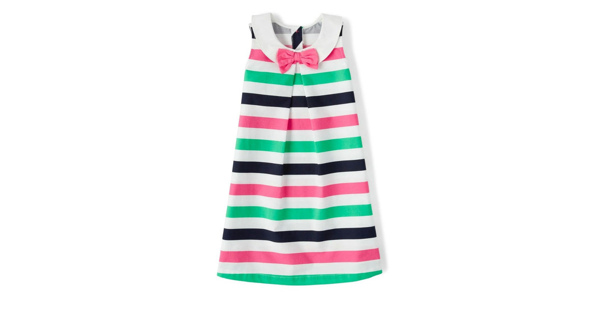 Girls Striped Shift Dress - Playful Poppies