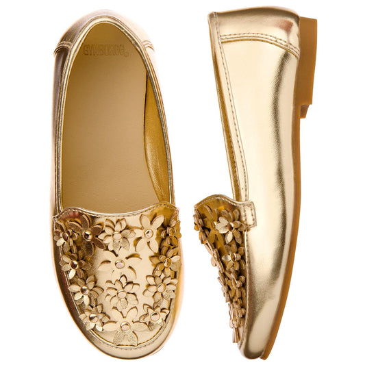 Gold Embroidered Ballet Flat