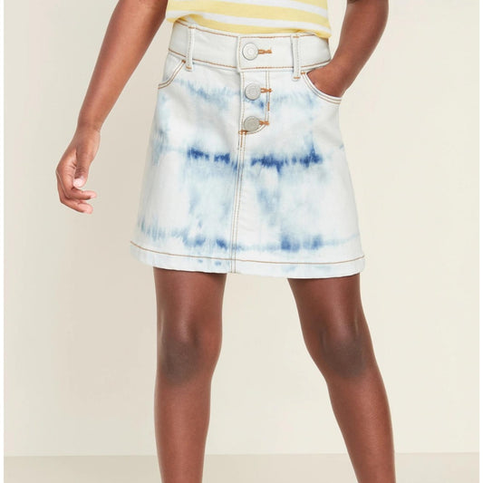 Button-Fly Tie-Dye Jean Skirt for Toddler Girls