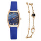 Leather Watch w/Bracelet & Gift Box for Women - Blue