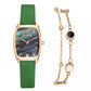 Leather Watch w/Bracelet & Gift Box for Women - Green