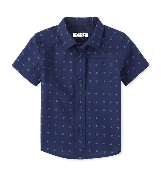 Baby And Toddler Boys Poplin Button-Down Shirt - Milky Way