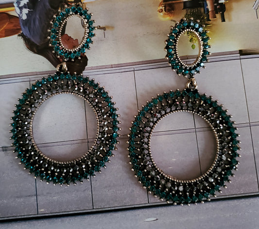 Emerald Gemstone Round Earrings