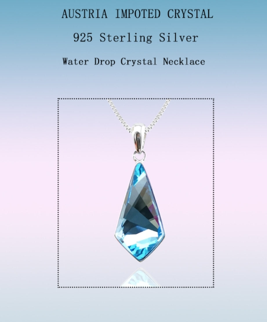 Custom Austrian Crystal Pendant with 925 Sterling Silver Necklace