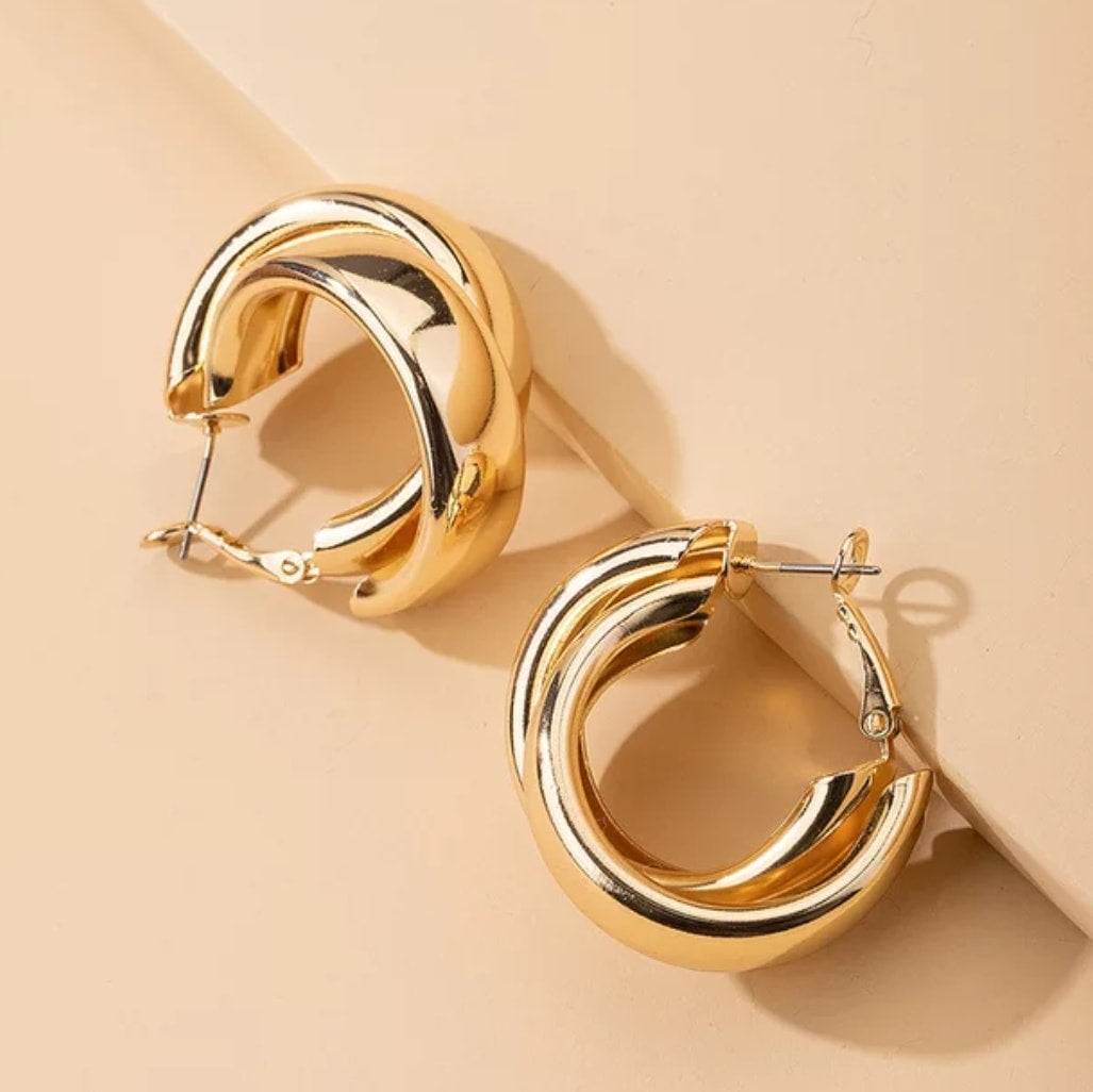 18k Gold-Plated Double Hoop Earrings