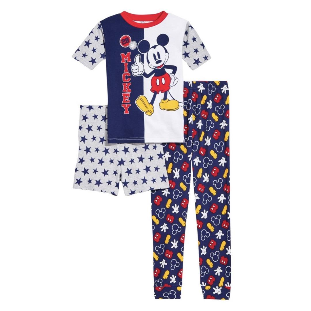 Mickey Mouse Little & Big Boys 3-Pc. Mickey Mouse Cotton Pajama Set