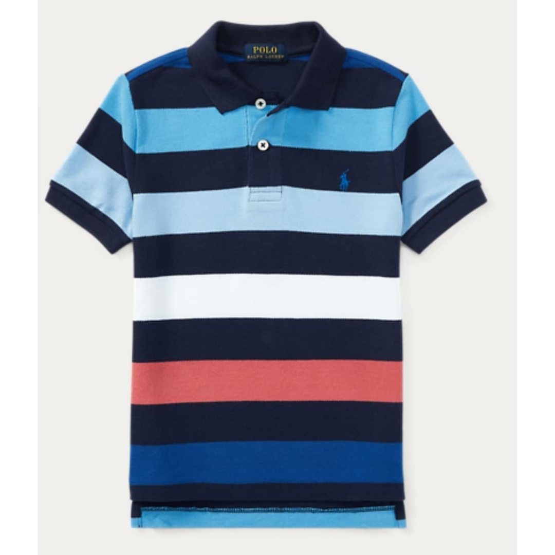 Ralph Lauren Colorful Striped Cotton Mesh Polo Shirt