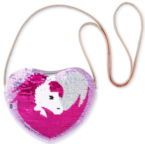 Girls Flip Sequin Unicorn Holographic Heart Bag
