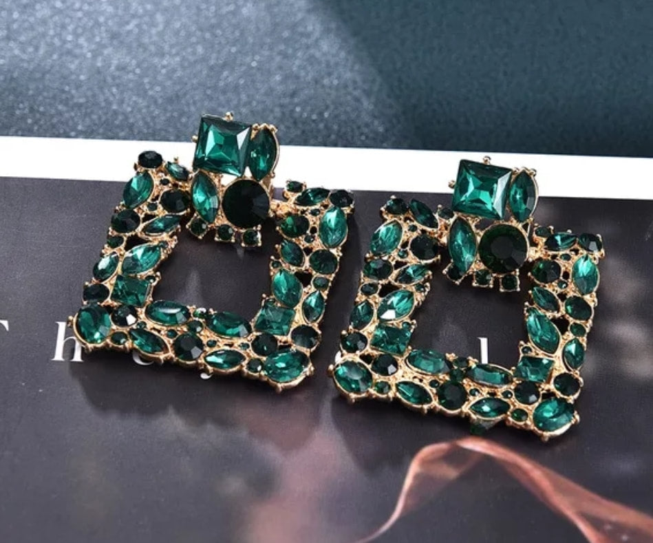 Medium-Sized Green Gemstone Earrings