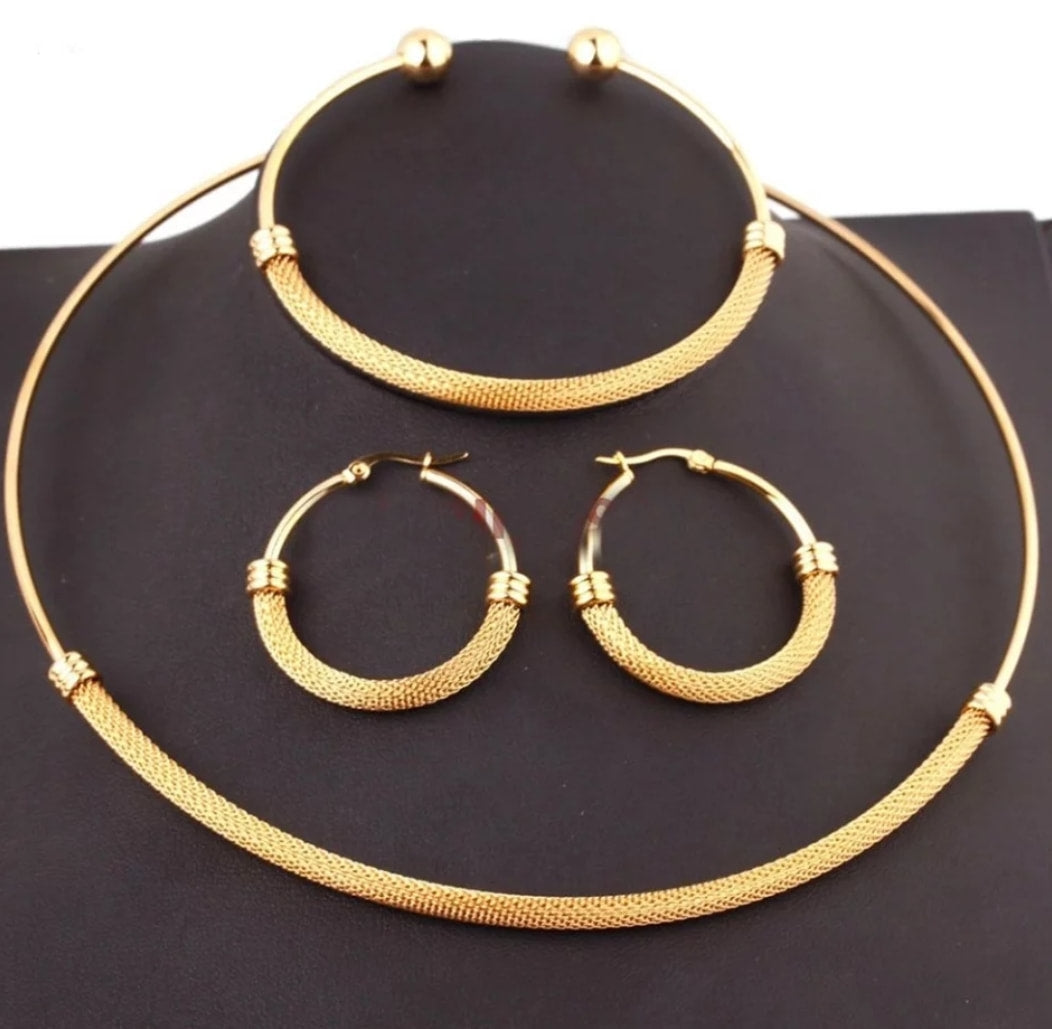 Gold-Tone Choker Party Jewelry Set