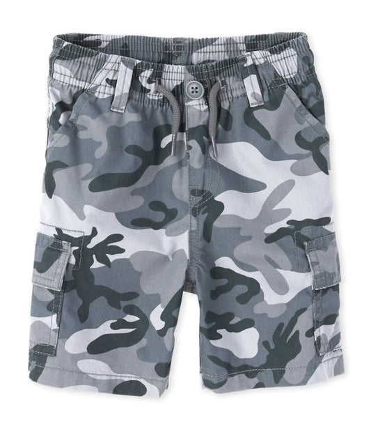 Baby And Toddler Boys Camo Pull On Cargo Shorts - Fin Gray