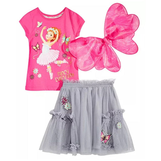 Disney Toddler Girls 3-Pc. Fancy Nancy Top, Skirt & Wings Set