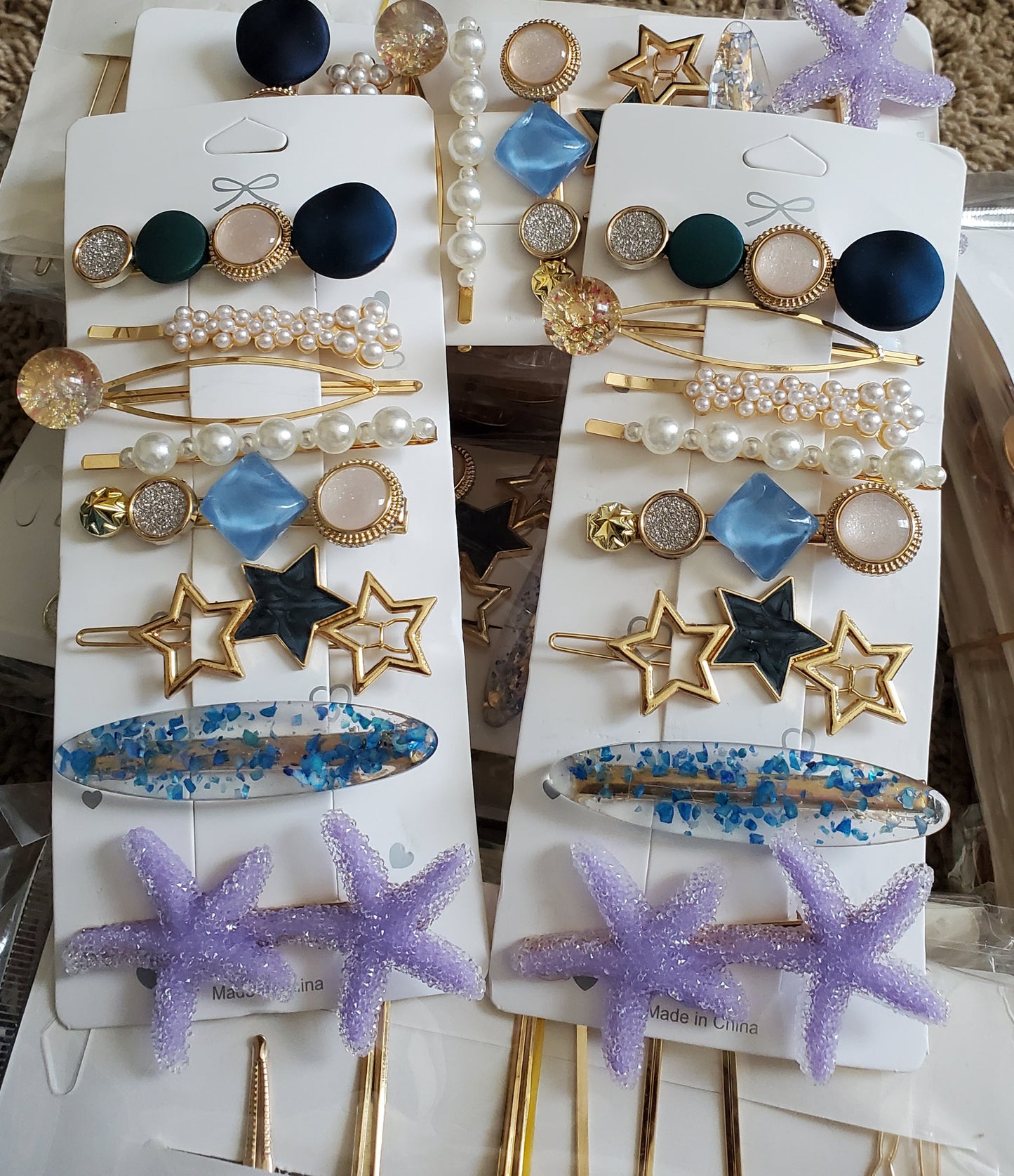 Star & Pearls 8-Piece Vintage Hairclips Set