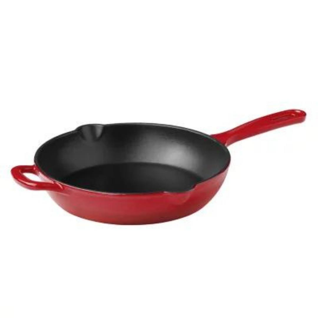 5-Piece Enameled Cast Iron Cookware Set, Red