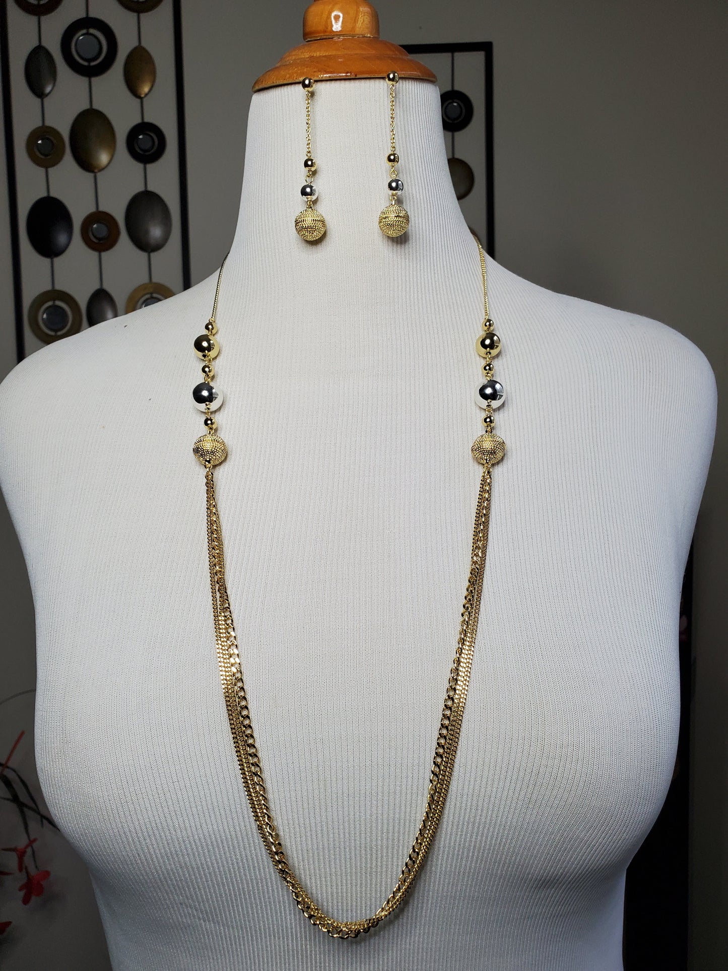 Italian Long Balls Necklace & Earrings Set