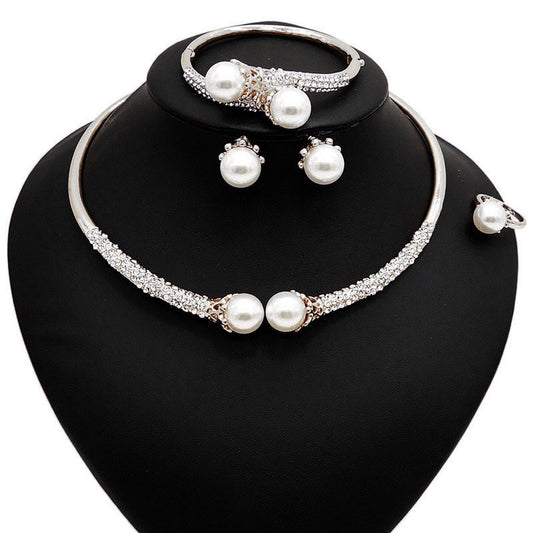 Bridal Pearl & Silver Jewelry Set