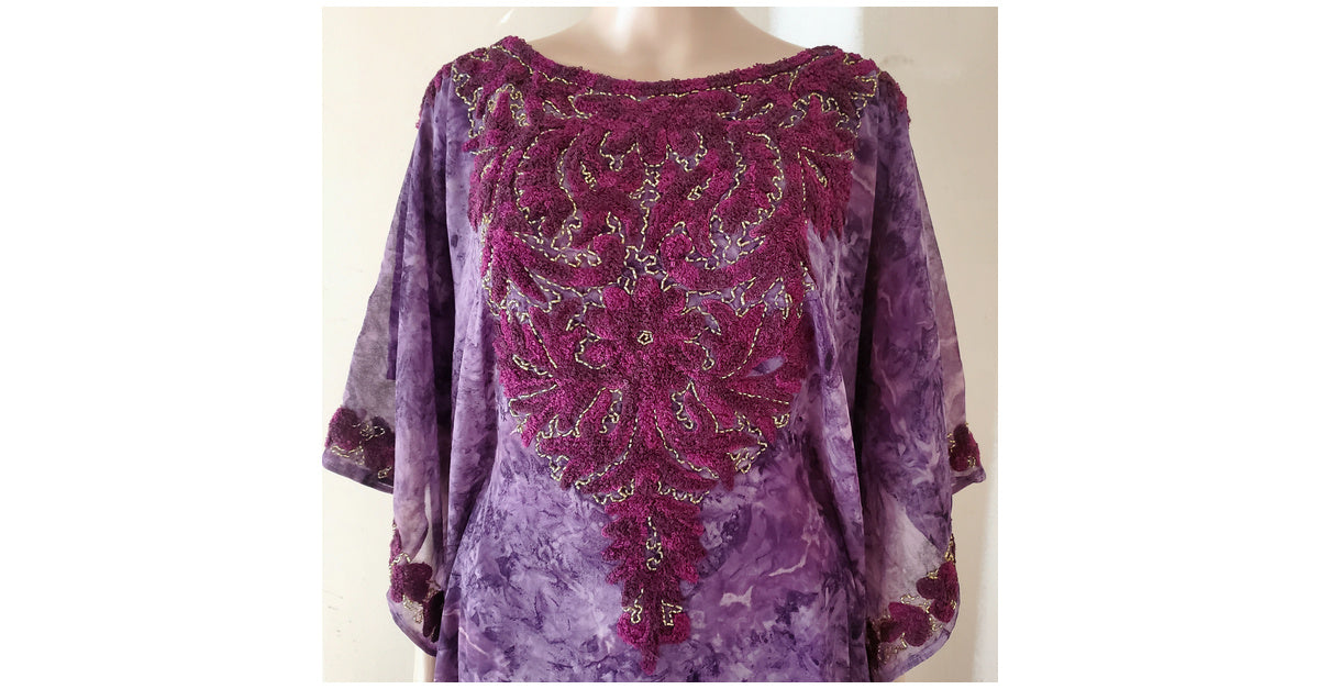 Freda Embellished Silk Kaftan Dress