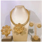 Gold-Plated Clustered Brazilian Necklace, Bangle, Earrings, and Ring Set