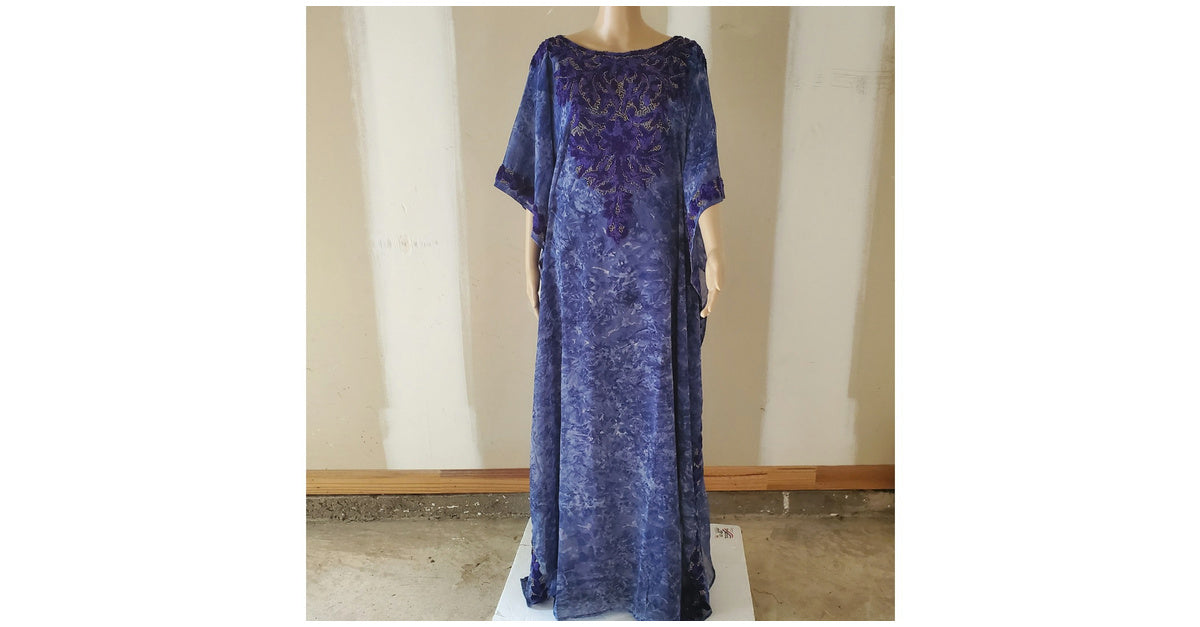 Freda Embellished Silk Kaftan Dress