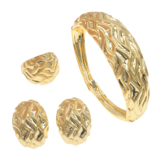 Squiggly Bangle, Earrings, and Ring Italian Jewelry Set