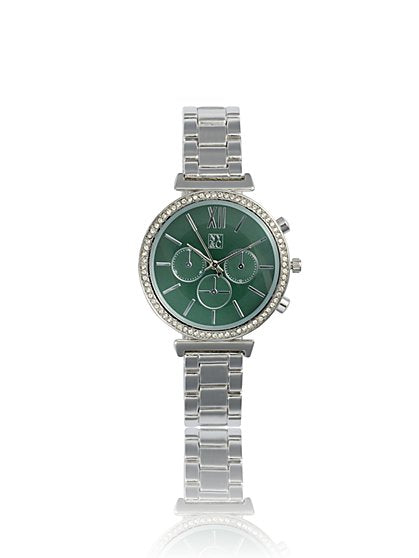 PAVE Silver-Tone Link Watch