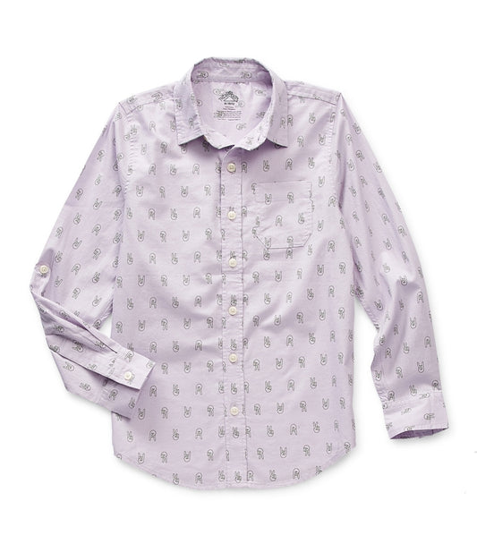 Lavender Print Thereabouts Little & Big Boys Long Sleeve Button-Down Shirt