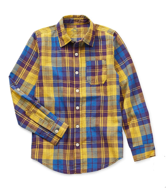 Yellow Plaid Thereabouts Little & Big Boys Long Sleeve Button-Down Shirt