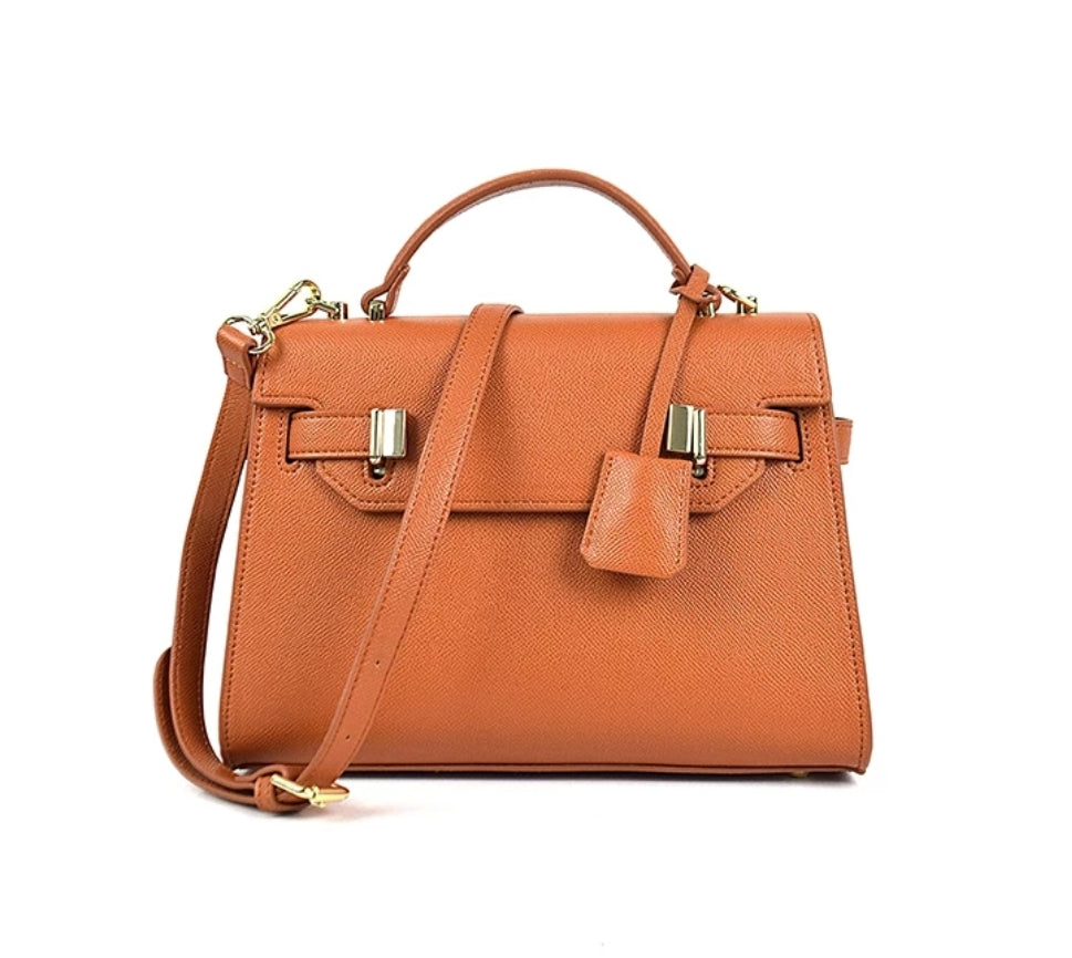 Daisy Classic Suffiano Satchel Handbag - Brown