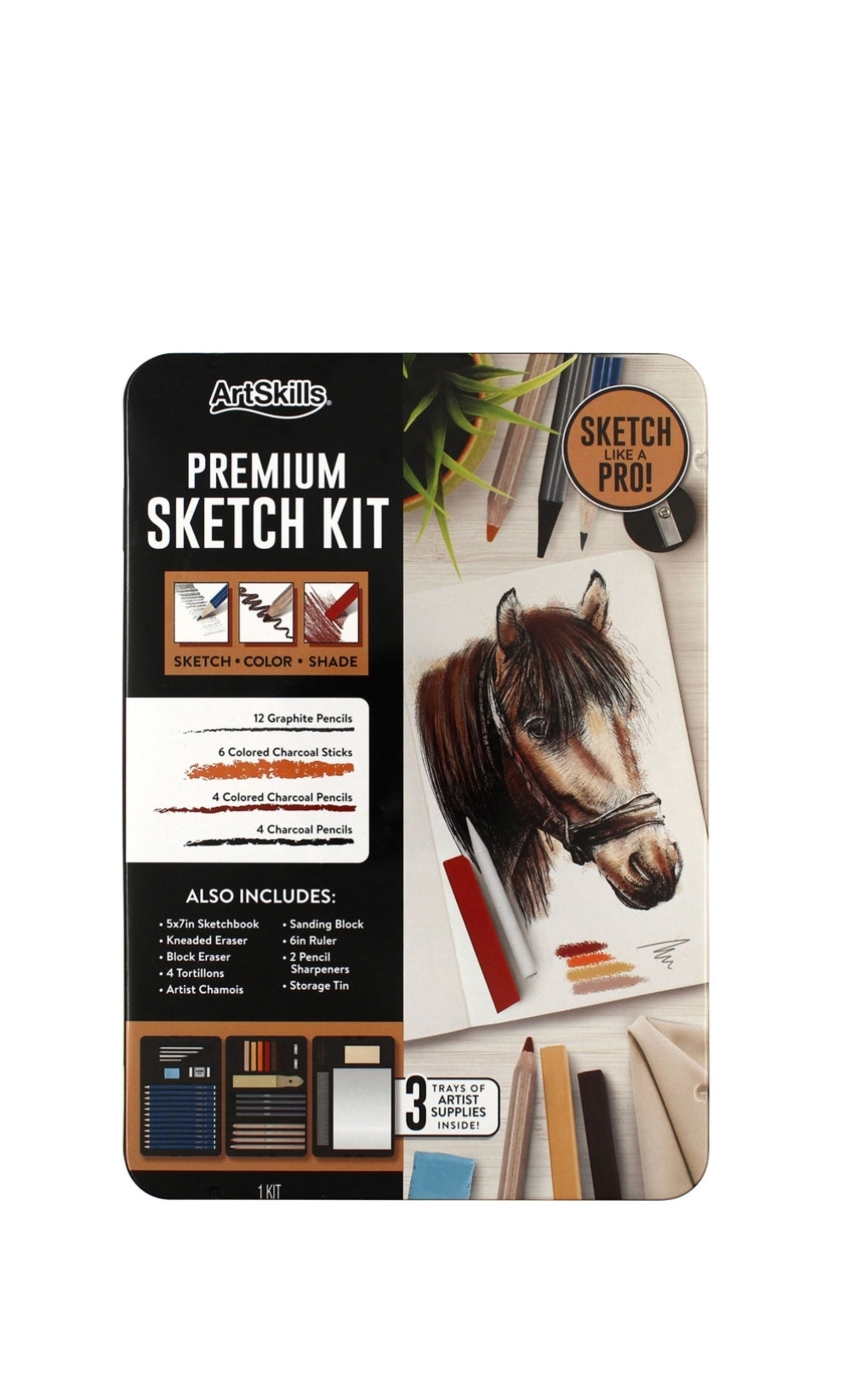 Assorted Premium Sketching and Drawing Kit, 39 Pieces