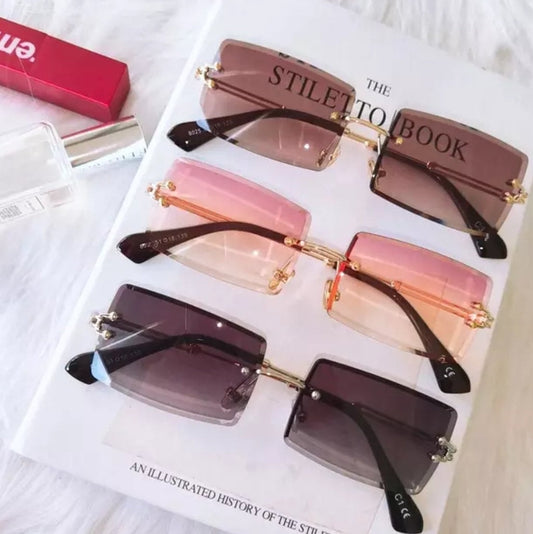 Luxury Rimless Rectangular Sunglasses