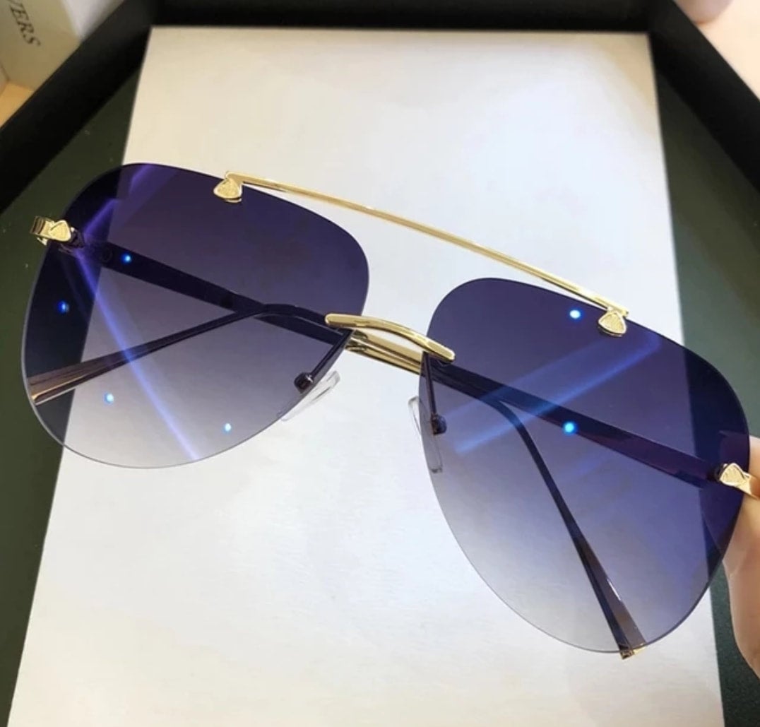 Unisex Vintage Rimless Alloy Sunglasses