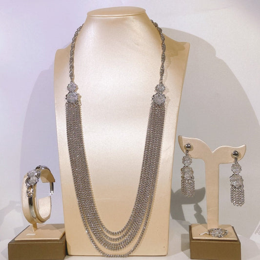 Long and Layered Silver Brazilian Jewelry Set